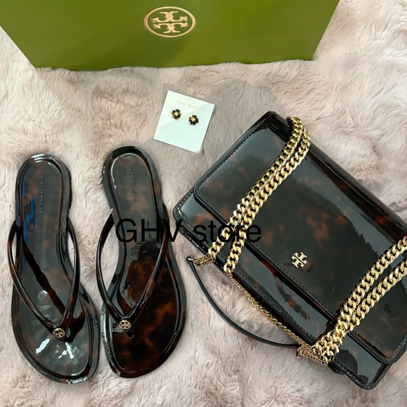 Tory burch Chelsea Women's Tortoise Shell Flip Flops - Picture 6 of 6